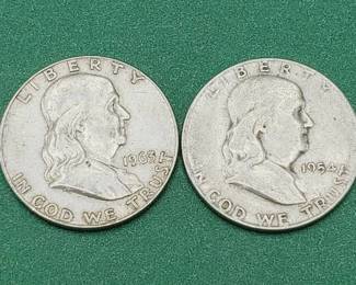 2 Franklin Half Dollars--90% Silver
