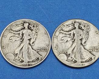 2 Walking Liberty Half Dollars--90% Silver
