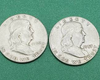 2 Franklin Half Dollars--90% Silver
