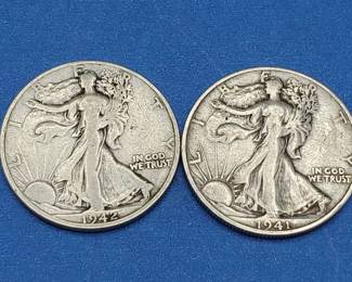 2 Walking Liberty Half Dollars--90% Silver
