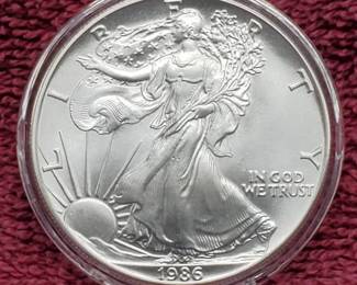 1986 American Silver Eagle in Airtite--1st Year of Issue
