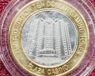 Plaza $10 Gaming Token in Airtite--Center is .60 toz. of .999 Silver
