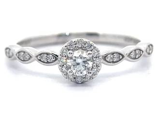 0.25 Carat Diamond Halo Marquise Ring in White Gold