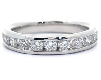 1 Carat Natural Diamond Channel Half-Eternity Ring in Platinum