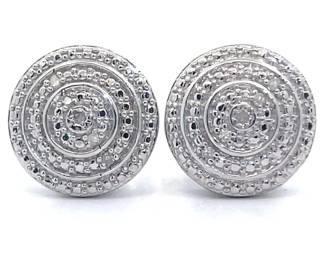 Vintage Natural Diamond Bezel Button Stud Earrings