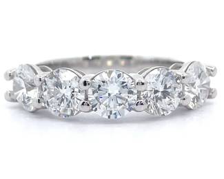 2.50 Carat Diamond Five-Stone Anniversary Ring in 14k White Gold
