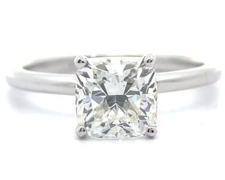2 Carat Diamond Princess Solitaire Ring in 14k White Gold