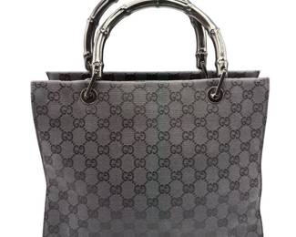 Gucci GG Canvas Bamboo Handle Tote Bag