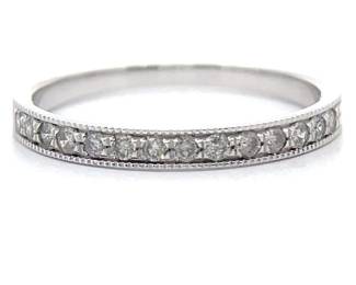 0.25 Carat Natural Diamond Milgrain Ring in 14k White Gold