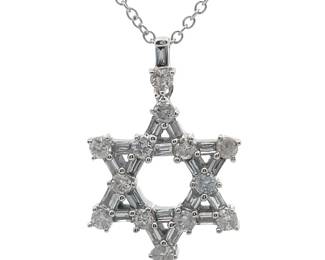 0.38 Carat Natural Diamond Star of David Pendant Necklace in 14k Gold