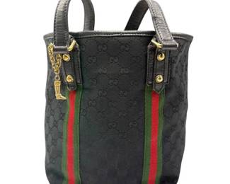 Gucci GG Canvas Web Tote with Horsebit Chain Jacquard Lining