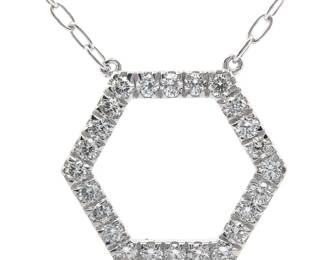1.08 Carat Pavé Diamond Geometric Halo Paperclip Chain Necklace
