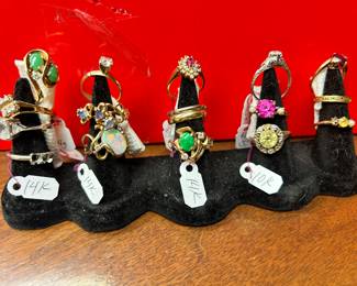 An assortment of Ladies 10K and 14K gold rings.