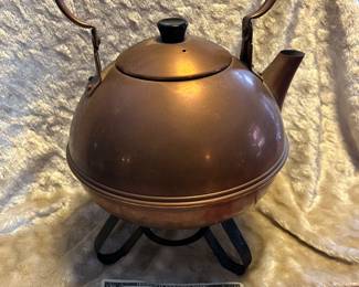 Marque DePosee French copper spirit/tea kettle on a kettle holding  stand