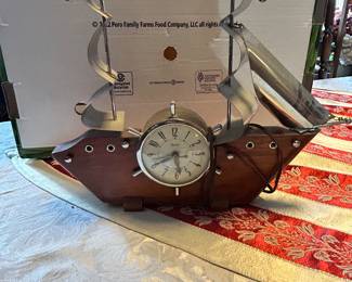1960s United Clock Corp. sailing ship mantle clock.