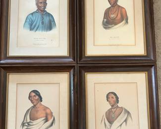 4  vintage framed prints of Indian Chiefs from ‘ History of Indian Tribes’