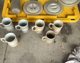 A closer look at the stoneware lids and cups.