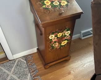 hand painted wood trash bin - potato bin