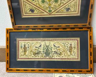 Pergolesi (Michelangelo) Copper engraving with hand coloring, with a veneered and inlaid frame. 