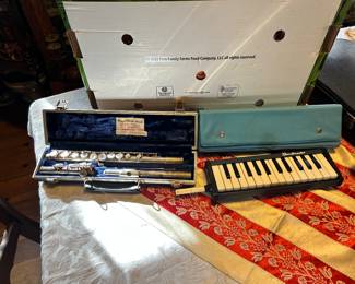 Armstrong flute w/case, Weltmeister Bandmaster 26 key melodica w/ case