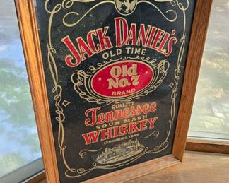 Framed Jack Daniels Old #7 bar mirror.