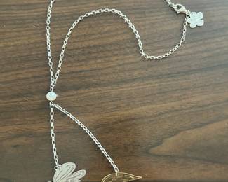 RLM - Robert Lee Morris  - Andy Warhol Lariat Bird & Cricket Sterling Necklace. 