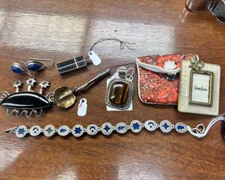 Example of some of the many sterling jewelry pieces including a Carolyn Pollock Relios Lapis reversible Toggle bracelet.