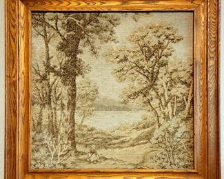 Antique Framed Needlepoint Tapestry
