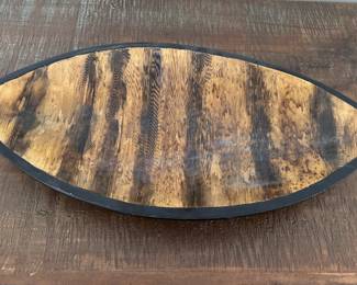 Faux Bamboo Glazed Ceramic Tray. Measures 20" W x 9" D.