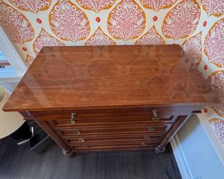 Mahogany Empire-Style Four Drawer Chest of Drawers - 2 Available. Each Measures 28" W x 23" H. Photo 3 of 3.