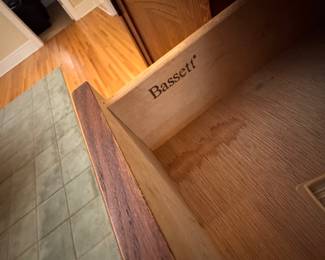 Bassett Furniture Mission Style Oak Sideboard / Buffet with Plate Rack. Measures 60" W x 17" D x 37" H with 7" H Plate Rack. Photo 3 of 4.