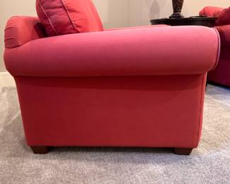 Bauhaus Club Chair Upholstered in "Club House Rub" Red Cotton Duck Cloth - Only One. Measures 41" W x 36" D. Photo 2 of 3.