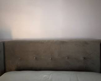 Upholstered "Wing Back" Queen Head Board with Nailhead Trim. Measures 70" W x 48" H. Photo 2 of 3.