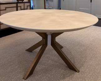 Hickory Furniture 60" Round Dining Table -- White Concrete and Meal Base. Measures 30" H x 60" D. Photo 1 of 2. 