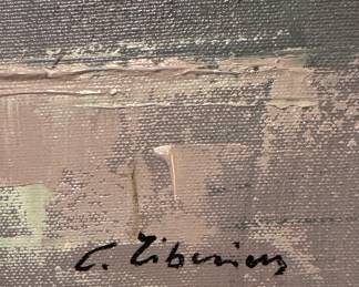 Paris Landscape. Signed By Artist. Measures 36" W x 28" H Overall. Photo 2 of 2.