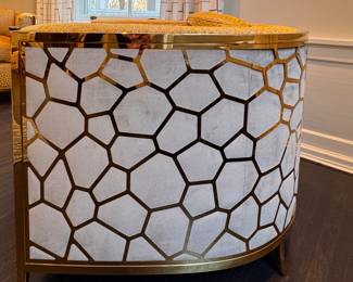 Caracole Couture Modern Ice Breaker Swivel Club Chair with Gold Bullion Metal-Tone Frame - 2 Available. Each Measures 36" W x 36" D. Caracole Couture Modern Ice Breaker Swivel Club Chair with Gold Bullion Metal-Tone Frame - 2 Available. Each Measures 36" W x 36" D. Photo 3 of 3.