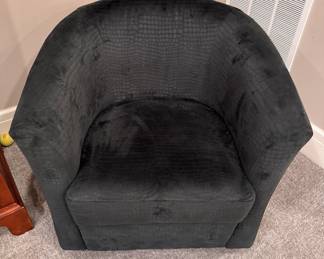 Faux Croc Print Charcoal Upholstered Swivel Chair. Measures 31" W x 30" D. Photo 2 of 3.