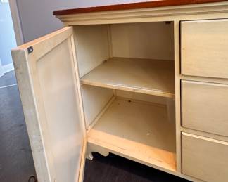 English Country Style Sideboard / Console with Three Drawers and Two Cabinets. Measures 68" x 22" x 34". Photo 4 of 4.