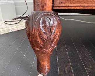 Vintage Settee Upholstered in Mint Green Fabric with Leopard Trim. Photo 4 of 4. 