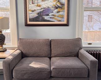 Two-Seat Upholstered Love Seat. Measures 60" W x 38" D.