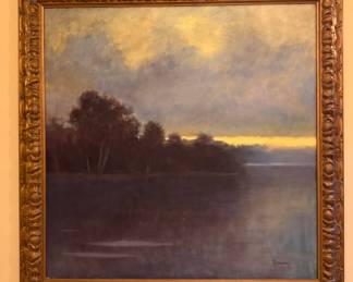 Landscape Oil on Canvas. Measures 43" x 43". Signed by Artist. Photo 1 of 2.