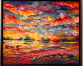 Oil on Canvas. Measures 50" x 42" Overall.