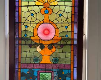 Stained Glass Window Panel - 2 Available. Each Measures 37" W x 65" H. Photo 2 of 2.