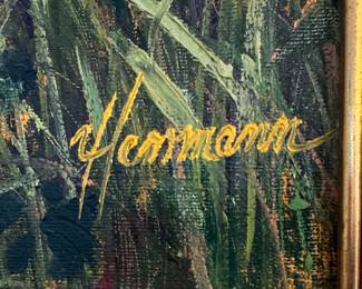 Untitled Landscape. Signed by Artist, Hermann. Measures 36" x 40". Photo 2 of 2.