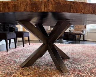 Arhaus Petra Round Dining Table. Made of Petrified Wood Veneers. Measures 72" D x 30" H. Photo 4 of 4. 