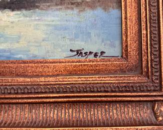 Landscape. Oil on Canvas Signed by Artist, Jasper. Measures 25" x 21" Overall. Photo 2 of 2.