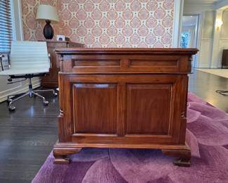Mahogany Partners Desk with Tooled Leather Top. Photo 2 of 3.