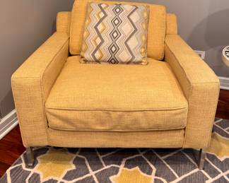Pair of Yellow Upholstered Club Chairs. 