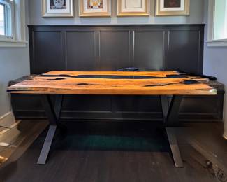 Custom Walnut & Epoxy Resin River Table. Measures 73" W x 30" D with 30" H with 28.5" Clearance. Photo 1 of 2.