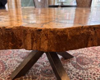 Arhaus Petra Round Dining Table. Made of Petrified Wood Veneers. Measures 72" D x 30" H. Photo 2 of 4. 